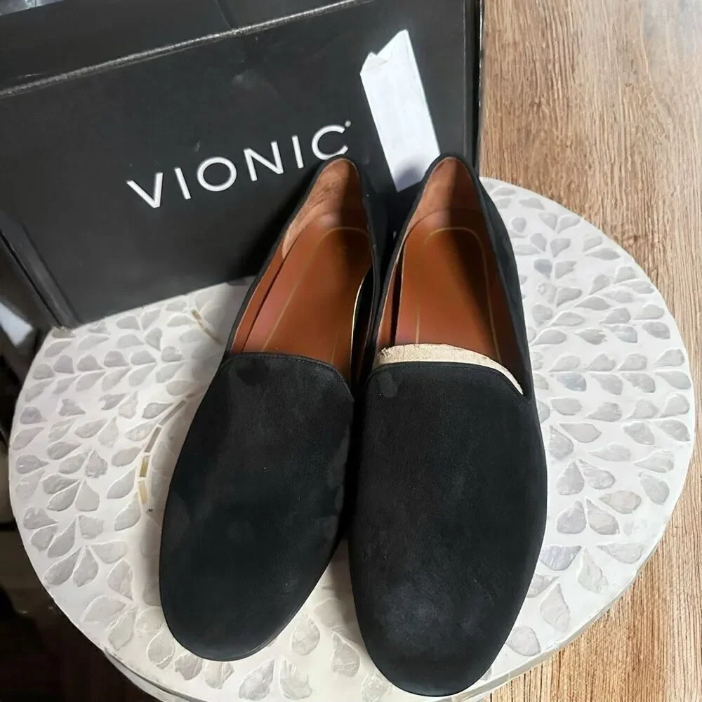 VIONIC Willa Leather Suede Slip On Flats Loafer Womens